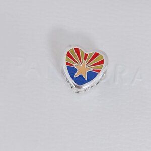 Pandora Arizona Flag Heart Charm Bead Exclusive Travel Pendant S925 Silver